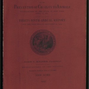 ASPCA Thirty-Ninth Annual Report, 1904