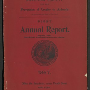 ASPCA First Annual Report, 1866