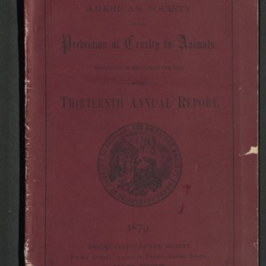 ASPCA Thirteenth Annual Report, 1878