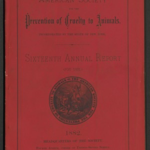 ASPCA Sixteenth Annual Report, 1881