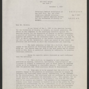 ASPCA New York City Veterinarians Controversy, 1957-58, Part I
