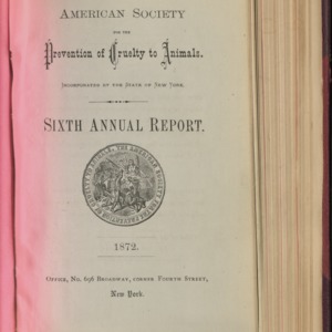 ASPCA Sixth Annual Report, 1871