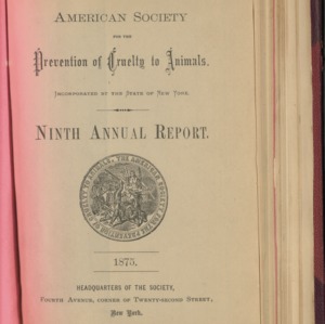 ASPCA Ninth Annual Report, 1874