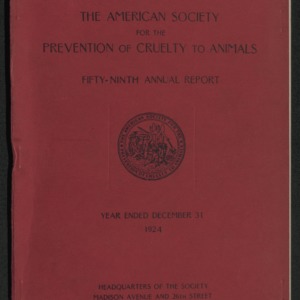 ASPCA Fifty-Ninth Annual Report, 1924