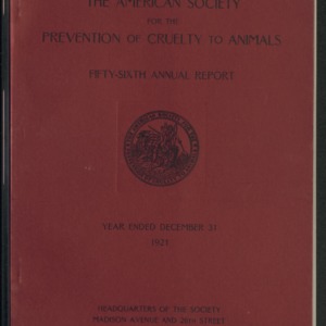 ASPCA Fifty-Sixth Annual Report, 1921