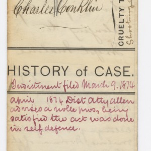 ASPCA Court Records: The People Against Charles W. Conklin (New York Court of General Sessions)