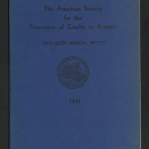 ASPCA Sixty-Sixth Annual Report, 1931