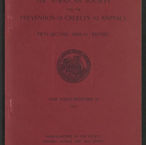 ASPCA Fifty-Second Annual Report, 1917