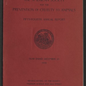 ASPCA Fifty-Fourth Annual Report, 1919