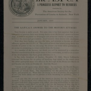 ASPCA Progress Report To Members, January 1945