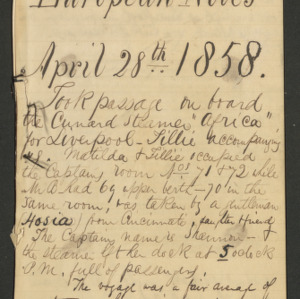 ASPCA founder Henry Bergh Travel Journal: European Notes, April 28, 1858