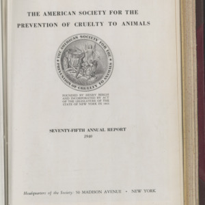 ASPCA Seventy-Fifth Annual Report, 1940