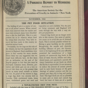 ASPCA Progress Report To Members, November 1943