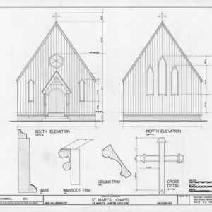 Elevations and trim details, St. Mary's Chapel, Raleigh, North Carolina
