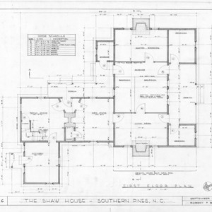 First floor plan, Shaw House, Southern Pines, North Carolina