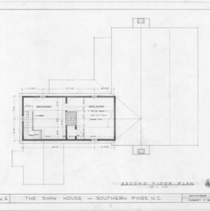 Second floor plan, Shaw House, Southern Pines, North Carolina