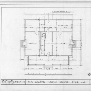 First floor plan, Colonel Benjamin Franklin Brown House, Dixie, North Carolina