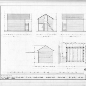 Smokehouse elevations and plan, Colonel Benjamin Franklin Brown House, Dixie, North Carolina