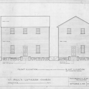 Front and right elevations, Old St. Paul's Lutheran Church, Catawba County, North Carolina