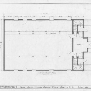 First floor plan, Union Presbyterian Church, Moore County, North Carolina