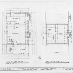 Floor plans, Henry T. Wall House, Franklin County, North Carolina