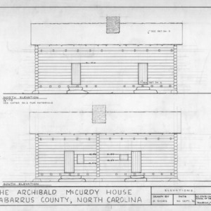 North and south elevations, McCurdy Log House, Cabarrus County, North Carolina