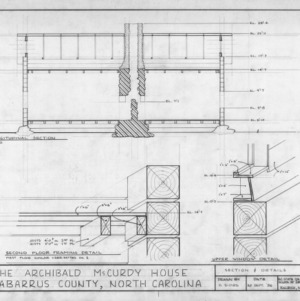 Longitudinal section and details, McCurdy Log House, Cabarrus County, North Carolina
