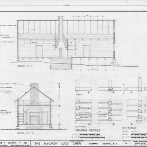 Sections and framing details, McCurdy Log House, Cabarrus County, North Carolina