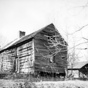 View with outbuilding, McCurdy Log House, Cabarrus County, North Carolina