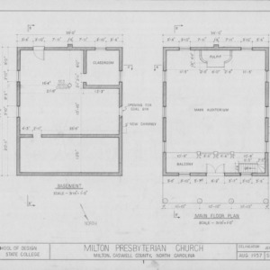 Floor plans, Milton Presbyterian Church, Milton, North Carolina