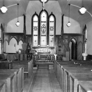 Interior view with stained glass windows, St. Martin's Episcopal Church, Hamilton, North Carolina