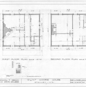 First and second floor plans, Clint Moore House, Gaston County, North Carolina