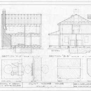 Sections and details, Clint Moore House, Gaston County, North Carolina