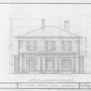 Front elevation, Richard Bennehan Haywood House, Raleigh, North Carolina