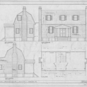 Elevations and second floor plan, Joel Lane House, Raleigh, North Carolina