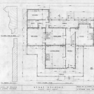 First floor plan and details, Wynne House, Raleigh, North Carolina