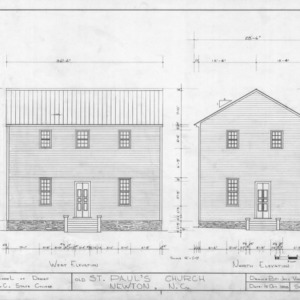 West and north elevations, Old St. Paul's Lutheran Church, Catawba County, North Carolina