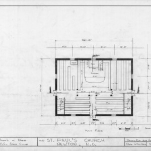 First floor plan, Old St. Paul's Lutheran Church, Catawba County, North Carolina