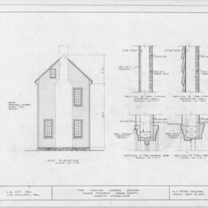 Side elevation and details, Calvin Jones House, Wake Forest, North Carolina
