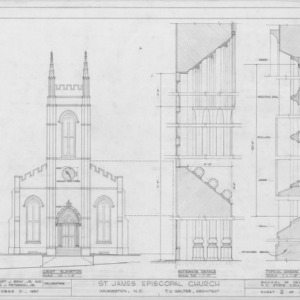 West elevation and details, St. James Episcopal Church, Wilmington, North Carolina