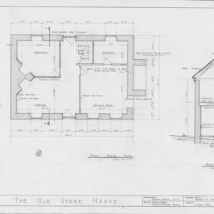 First floor plan and partial cross section, Michael Braun House, Rowan County, North Carolina