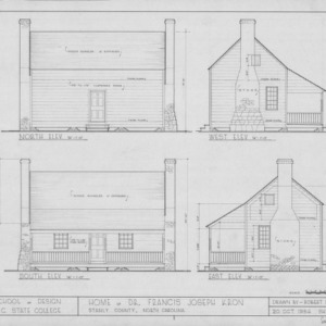 Elevations, Dr. Francis J. Kron House, Stanly County, North Carolina