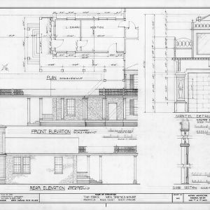Addition floor plan, elevations, and details, William Smith House, Ansonville, North Carolina