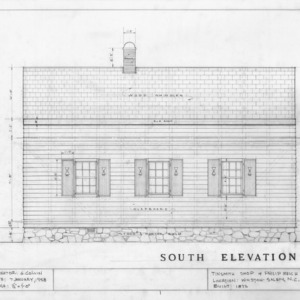 South elevation, Philip Reich House and Shop, Winston-Salem, North Carolina