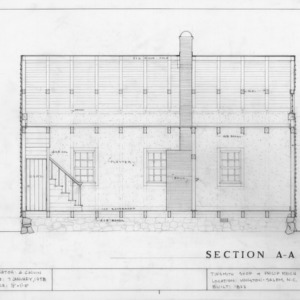 Longitudinal section, Philip Reich House and Shop, Winston-Salem, North Carolina