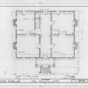First floor plan, Benjamin Battle House, Rocky Mount, North Carolina