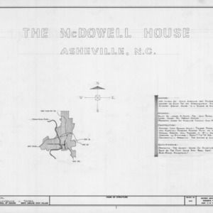 Site plan and notes, Smith-McDowell House, Asheville, North Carolina