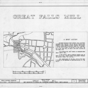 Title page with map and notes, Great Falls Mill Ruin, Rockingham, North Carolina