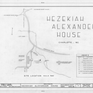 Title page with site plan, Hezekiah Alexander House, Mecklenburg County, North Carolina