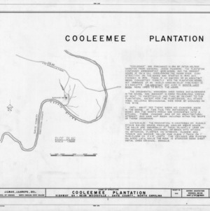 Title page with notes and site plan, Cooleemee Plantation, Davie County, North Carolina